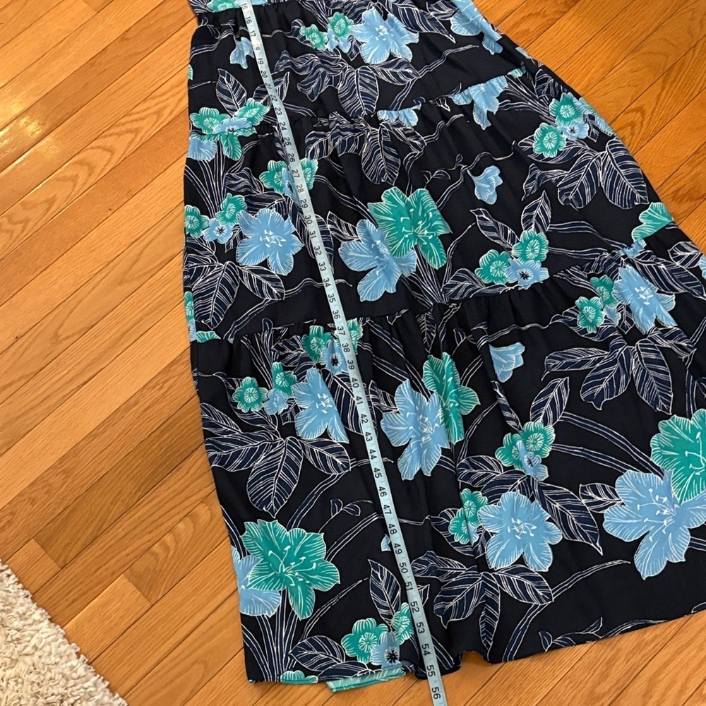 LOFT Navy Dress with Teal and Light Blue Floral Accents - Picture 7 of 8